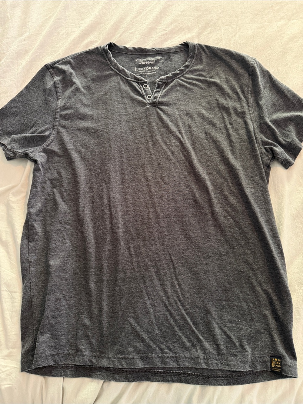 Lucky Brand Men's Charcoal Henley Short-Sleeve Tee
